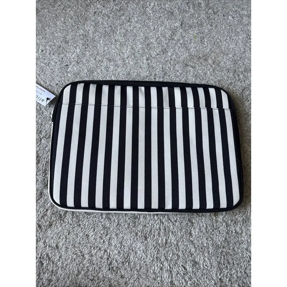 Alice + Olivia Black And White Striped Laptop Sleeve